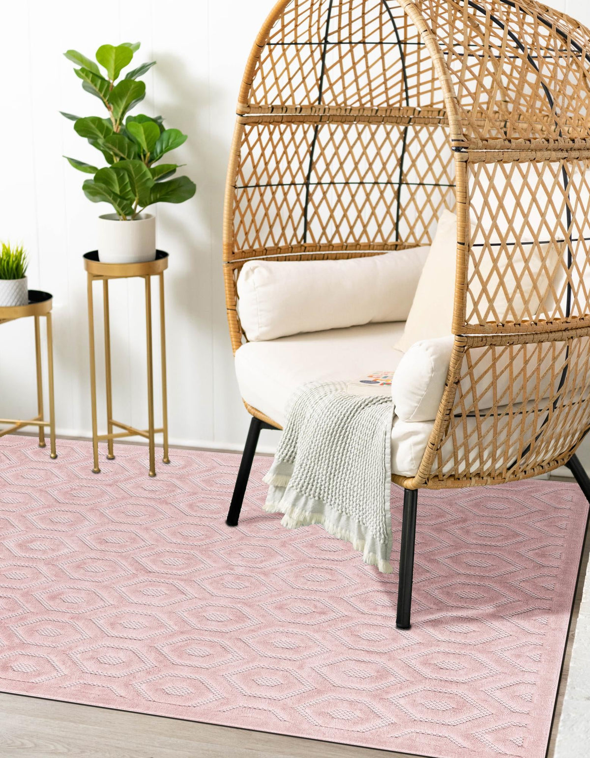 Garden Lattice Charm Collection Area Rug - Arbor (Pink) Rectangle Pink  lifestyle 9