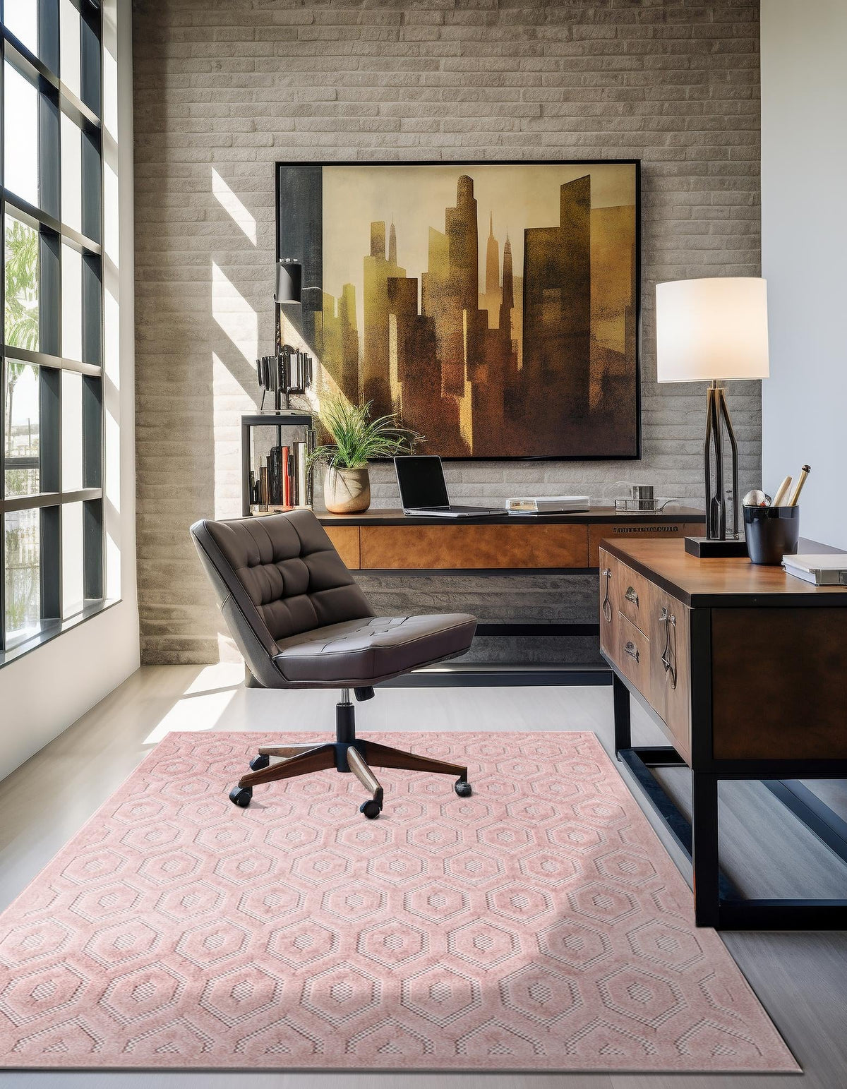 Garden Lattice Charm Collection Area Rug - Arbor (Pink) Rectangle Pink  lifestyle 11