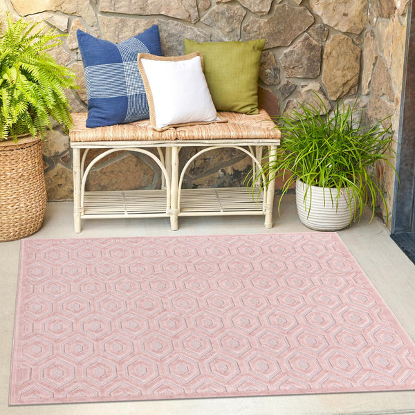 Garden Lattice Charm Collection Area Rug - Arbor (Pink) Square Pink  lifestyle 49