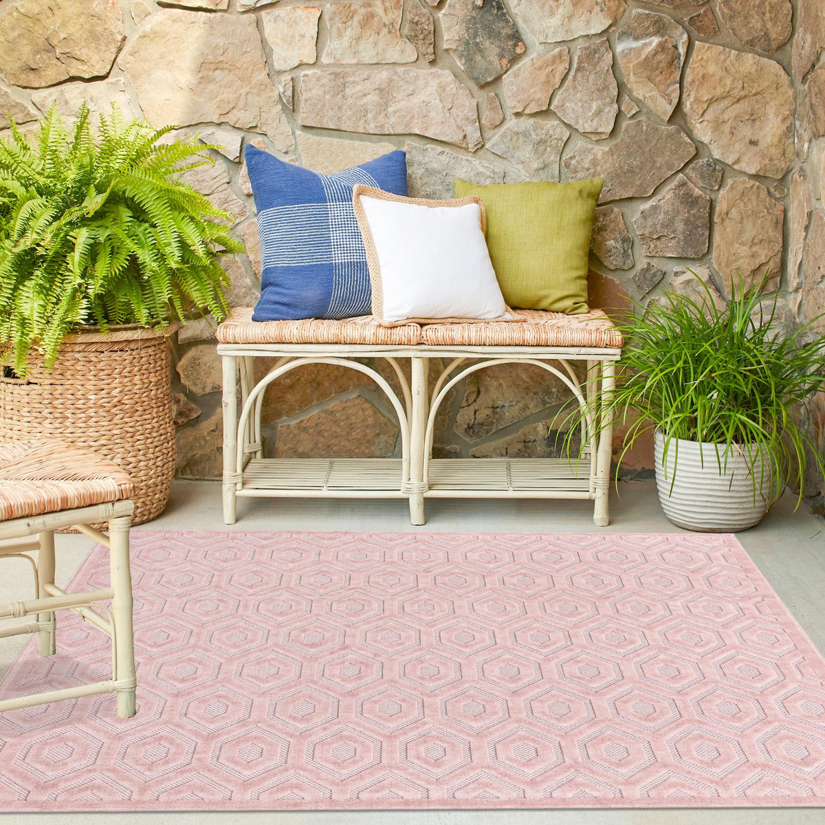 Garden Lattice Charm Collection Area Rug - Arbor (Pink) Square Pink  lifestyle 50