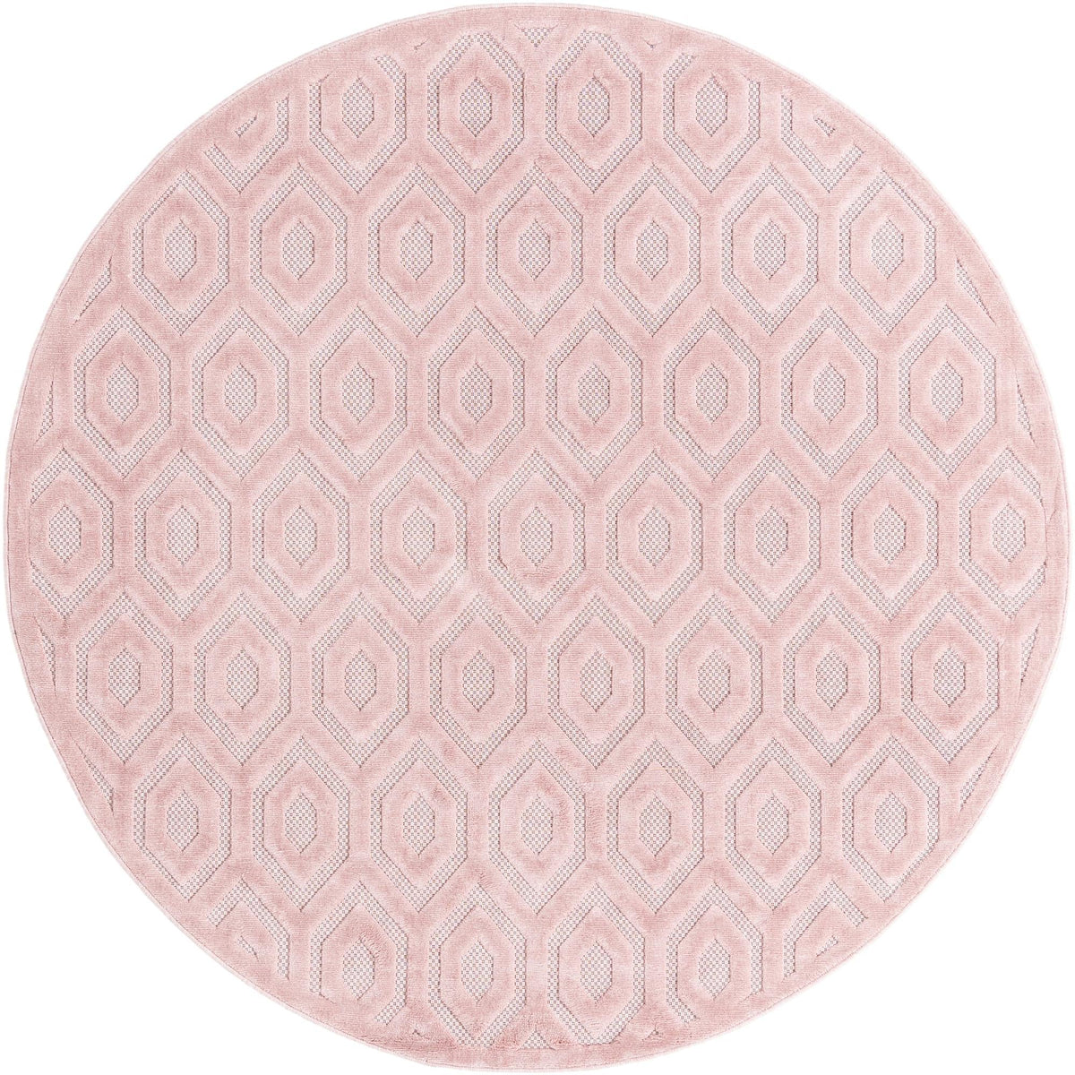 Garden Lattice Charm Collection Area Rug - Arbor (Pink) Round Pink  lifestyle 18