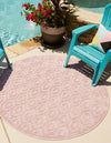 Garden Lattice Charm Collection Area Rug - Arbor (Pink) Round Pink  lifestyle 21