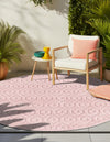 Garden Lattice Charm Collection Area Rug - Arbor (Pink) Round Pink  lifestyle 35