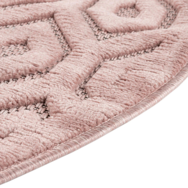 Garden Lattice Charm Collection Area Rug - Arbor (Pink) Round Pink  lifestyle 41