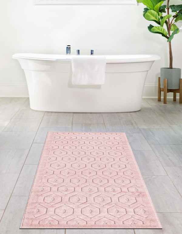Garden Lattice Charm Collection Area Rug - Arbor (Pink) Runner Pink  lifestyle 25