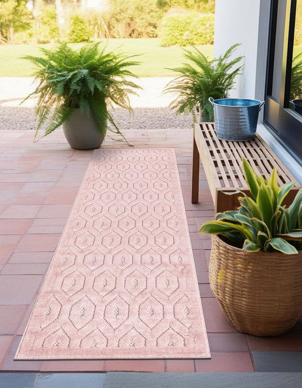 Garden Lattice Charm Collection Area Rug - Arbor (Pink) Runner Pink  lifestyle 26