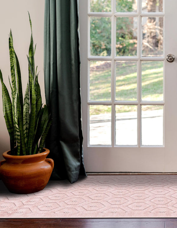 Garden Lattice Charm Collection Area Rug - Arbor (Pink) Runner Pink  lifestyle 29