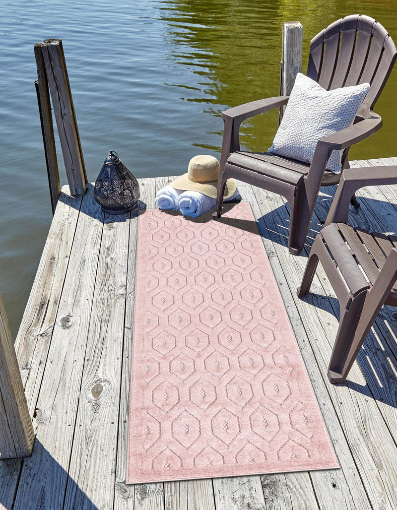 Garden Lattice Charm Collection Area Rug - Arbor (Pink) Runner Pink  lifestyle 30