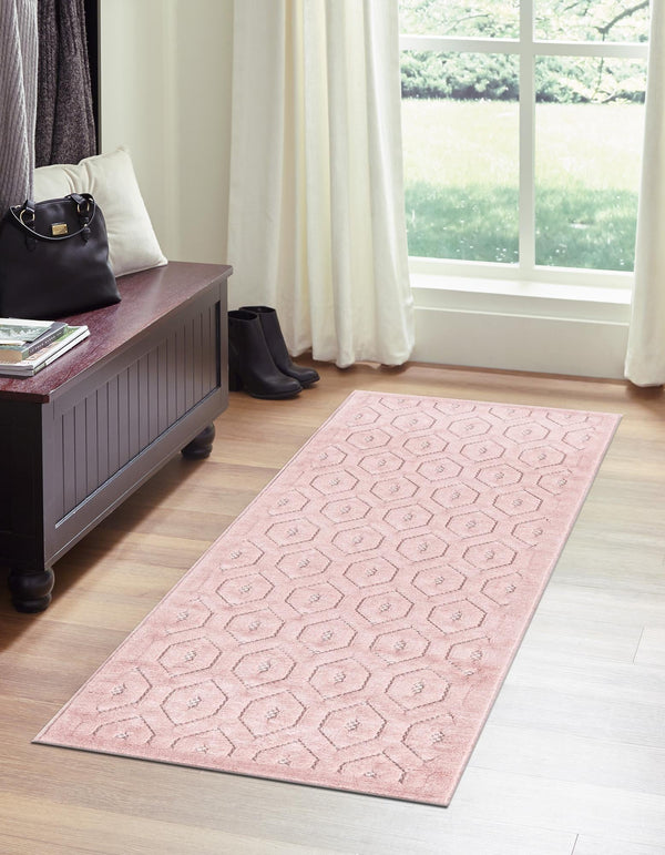 Garden Lattice Charm Collection Area Rug - Arbor (Pink) Runner Pink  lifestyle 31
