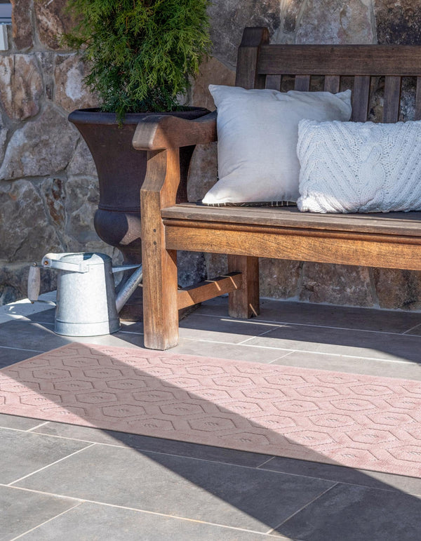 Garden Lattice Charm Collection Area Rug - Arbor (Pink) Runner Pink  lifestyle 32