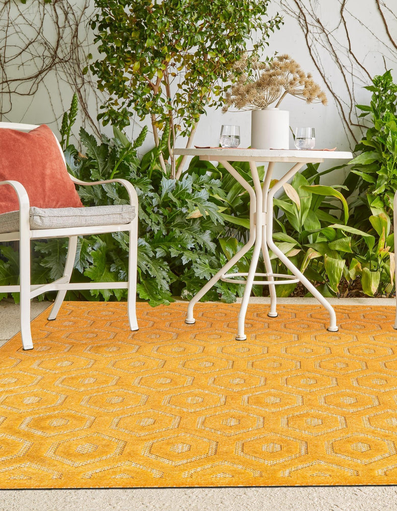 Garden Lattice Charm Collection Area Rug - Arbor (Yellow) Rectangle Yellow  lifestyle 12