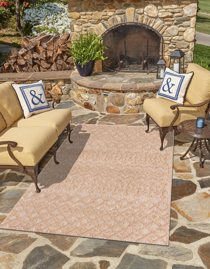 Garden Lattice Charm Collection Area Rug -  Pergola (Beige) Rectangle Beige  lifestyle 6