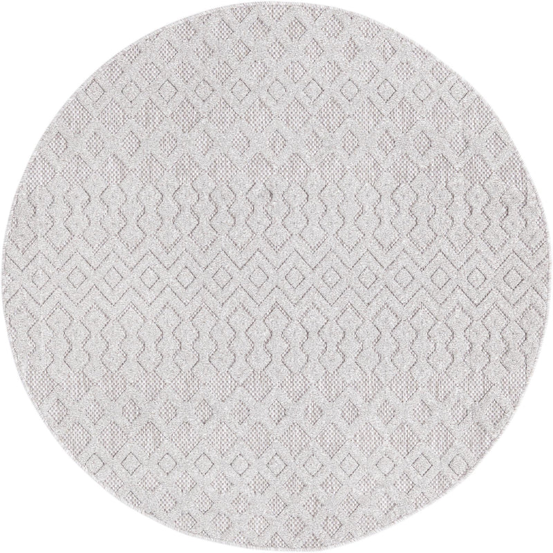Garden Lattice Charm Collection Area Rug -  Pergola (Grey) Round Grey  lifestyle 40