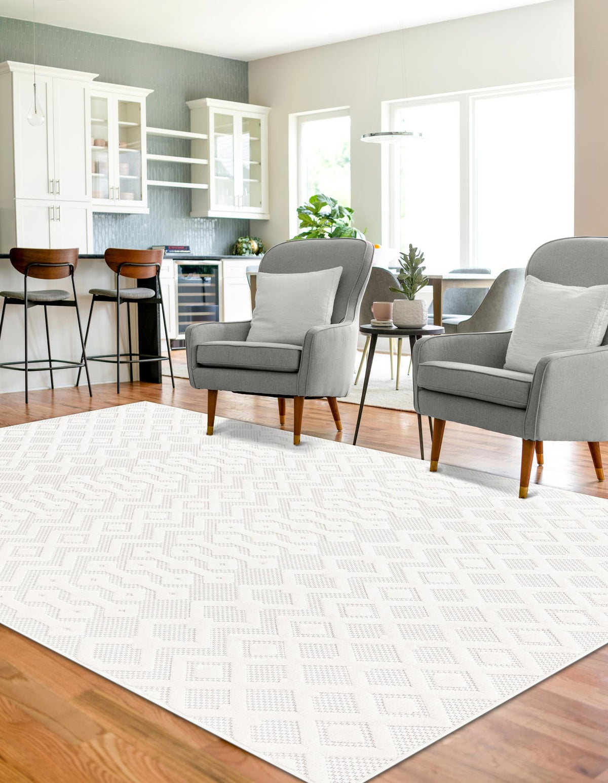 Garden Lattice Charm Collection Area Rug -  Pergola (Ivory) Rectangle Ivory  lifestyle 3