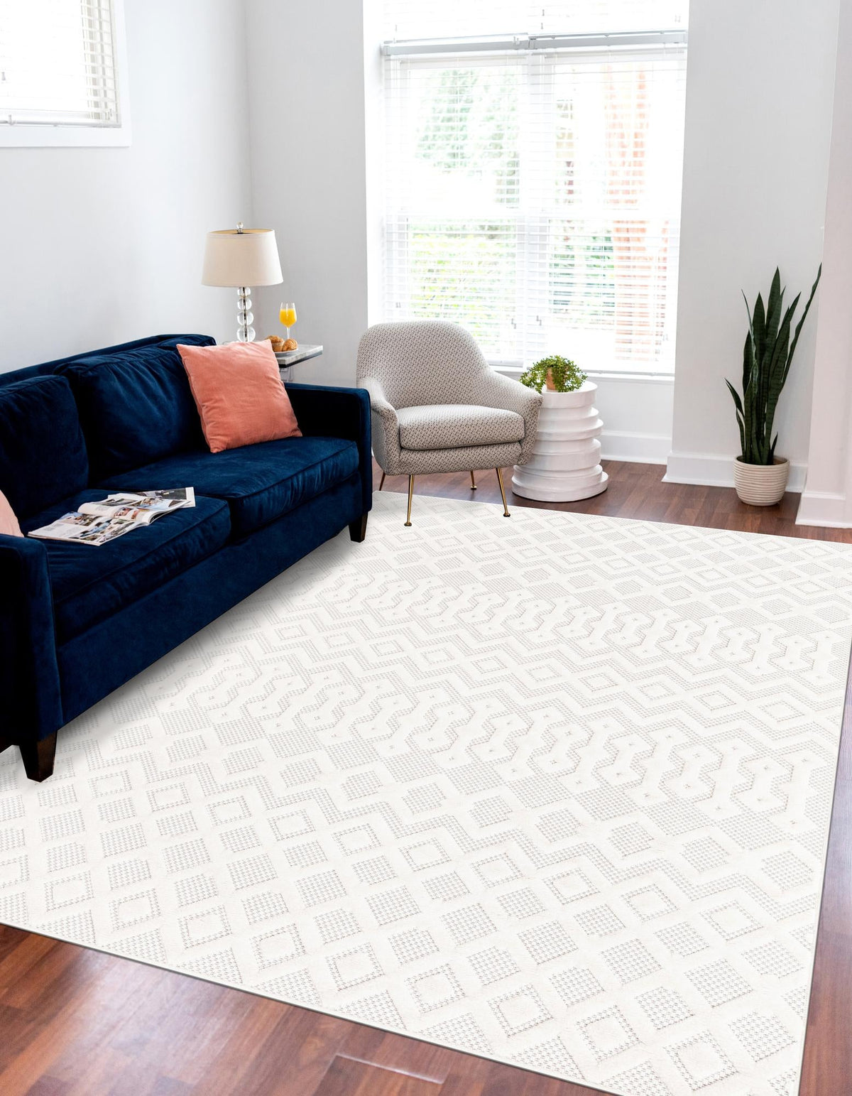 Garden Lattice Charm Collection Area Rug -  Pergola (Ivory) Rectangle Ivory  lifestyle 7