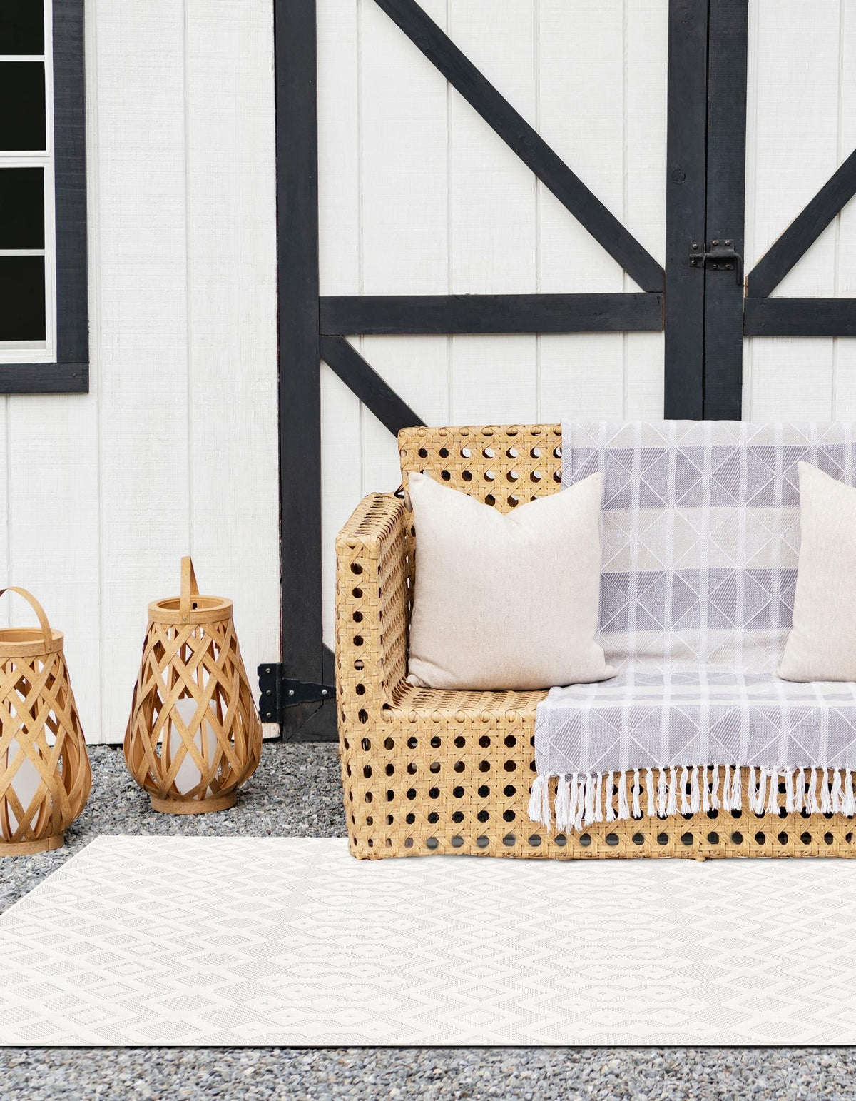 Garden Lattice Charm Collection Area Rug -  Pergola (Ivory) Rectangle Ivory  lifestyle 8