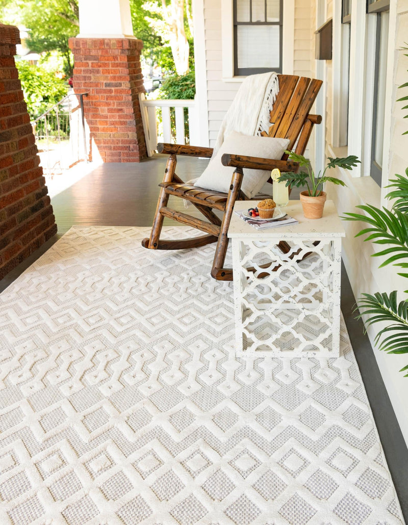 Garden Lattice Charm Collection Area Rug -  Pergola (Ivory) Rectangle Ivory  lifestyle 10