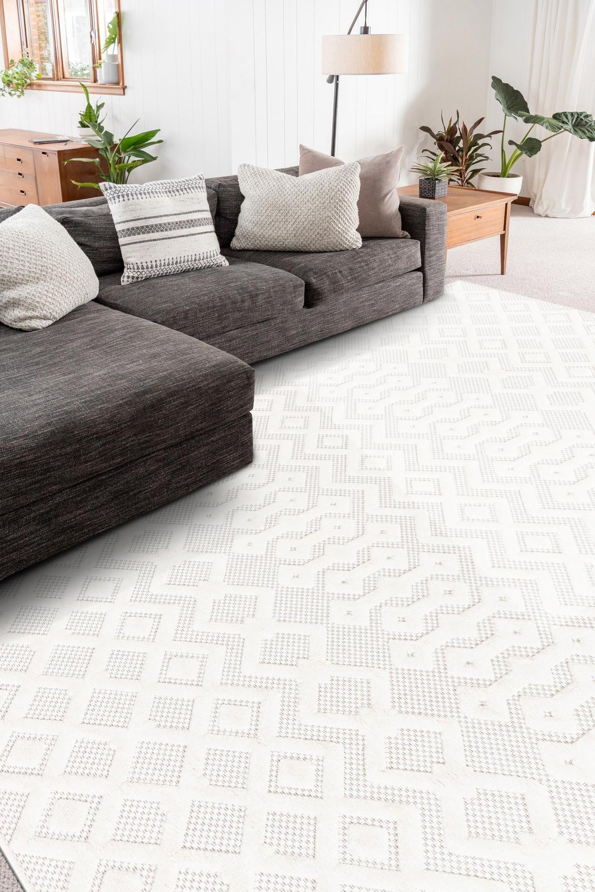 Garden Lattice Charm Collection Area Rug -  Pergola (Ivory) Rectangle Ivory  lifestyle 11