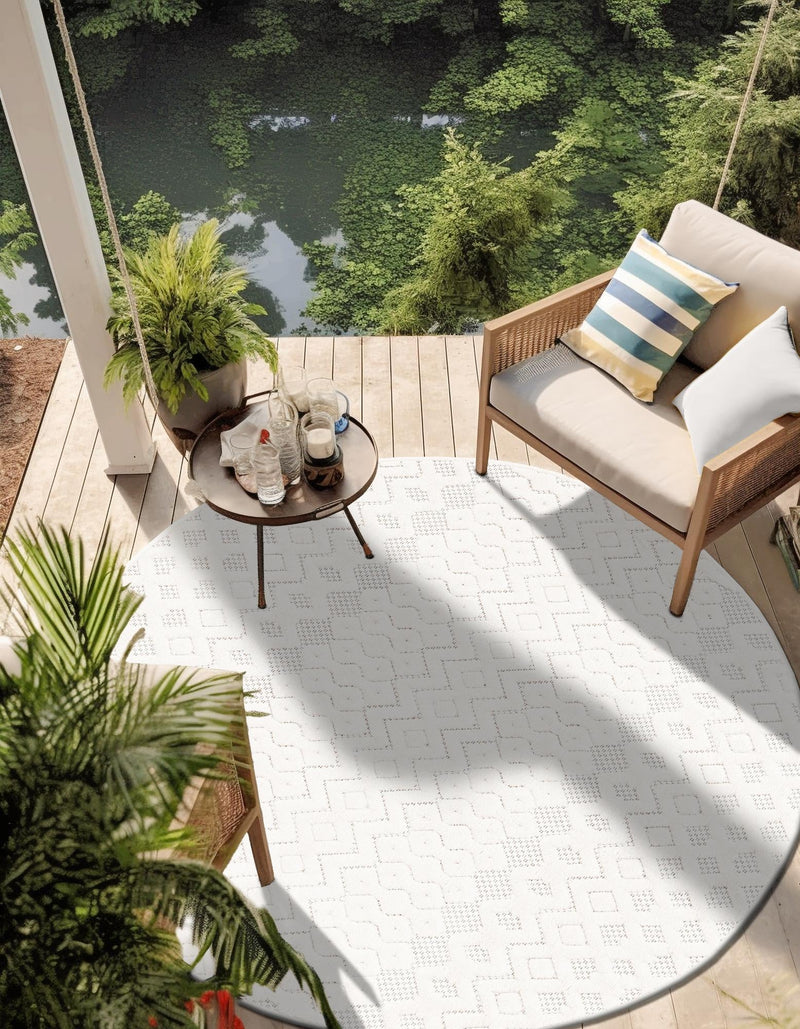 Garden Lattice Charm Collection Area Rug -  Pergola (Ivory) Round Ivory  lifestyle 27