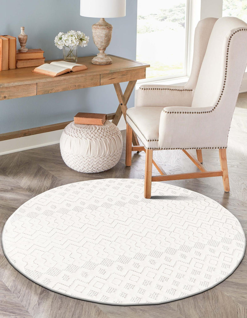 Garden Lattice Charm Collection Area Rug -  Pergola (Ivory) Round Ivory  lifestyle 29