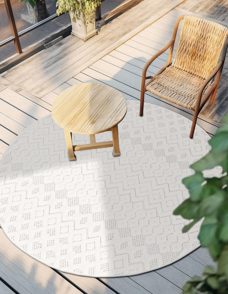 Garden Lattice Charm Collection Area Rug -  Pergola (Ivory) Round Ivory  lifestyle 31