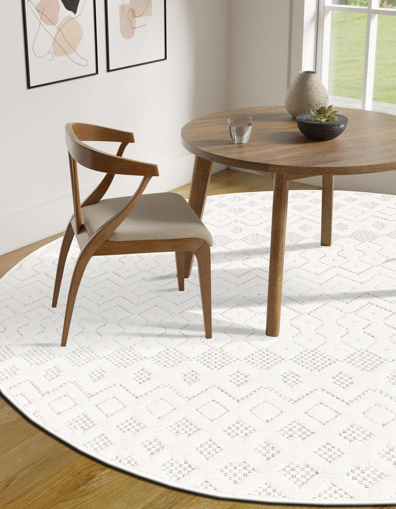 Garden Lattice Charm Collection Area Rug -  Pergola (Ivory) Round Ivory  lifestyle 33
