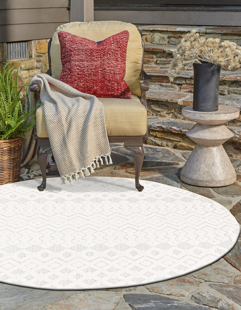Garden Lattice Charm Collection Area Rug -  Pergola (Ivory) Round Ivory  lifestyle 39