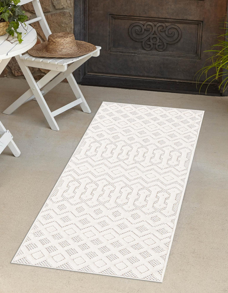 Garden Lattice Charm Collection Area Rug -  Pergola (Ivory) Runner Ivory  lifestyle 22