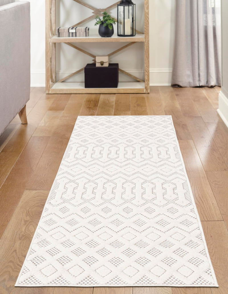 Garden Lattice Charm Collection Area Rug -  Pergola (Ivory) Runner Ivory  lifestyle 31