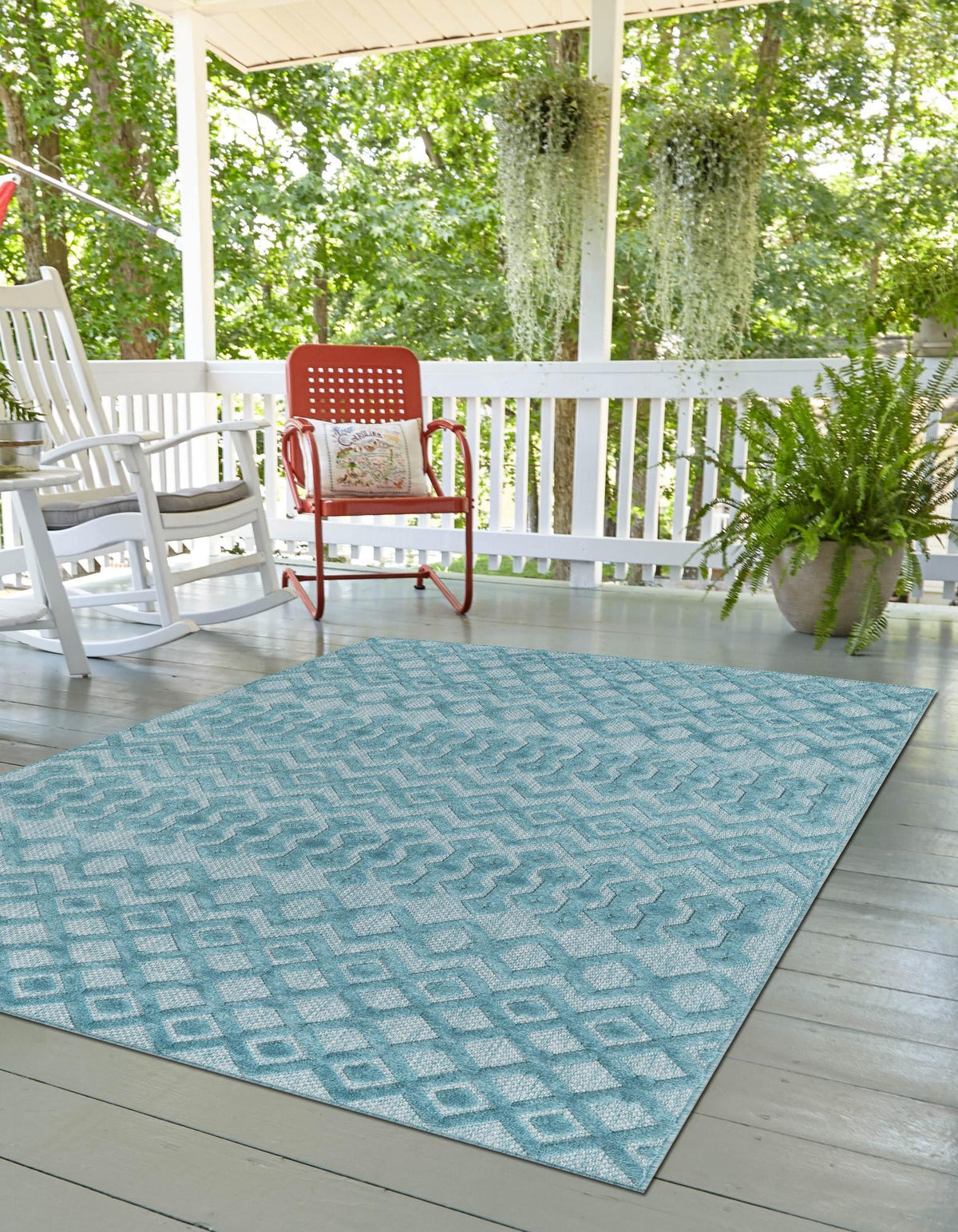 Garden Lattice Charm Collection Area Rug -  Pergola (Aqua) Rectangle Aqua  lifestyle 4