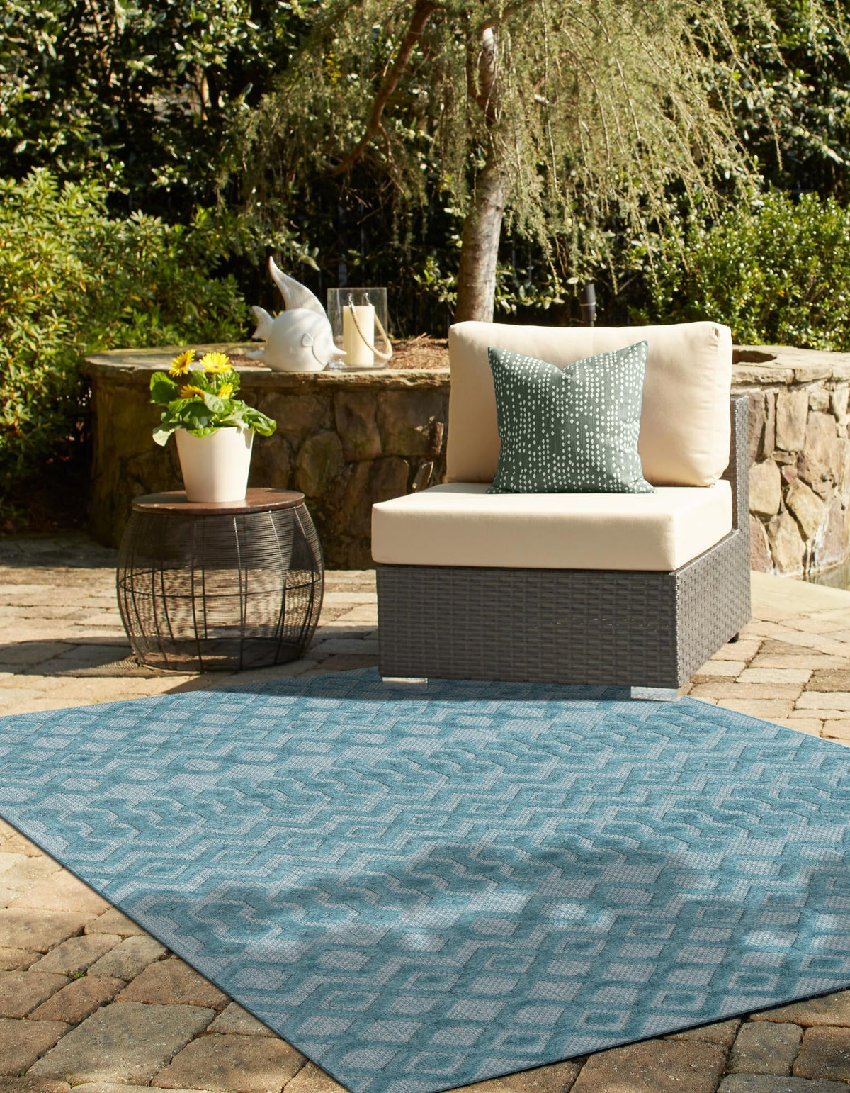 Garden Lattice Charm Collection Area Rug -  Pergola (Aqua) Rectangle Aqua  lifestyle 8