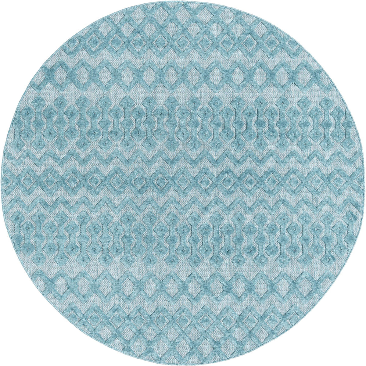 Garden Lattice Charm Collection Area Rug -  Pergola (Aqua) Round Aqua  lifestyle 23