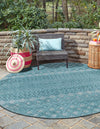 Garden Lattice Charm Collection Area Rug -  Pergola (Aqua) Round Aqua  lifestyle 32