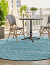 Garden Lattice Charm Collection Area Rug -  Pergola (Aqua) Round Aqua  lifestyle 36