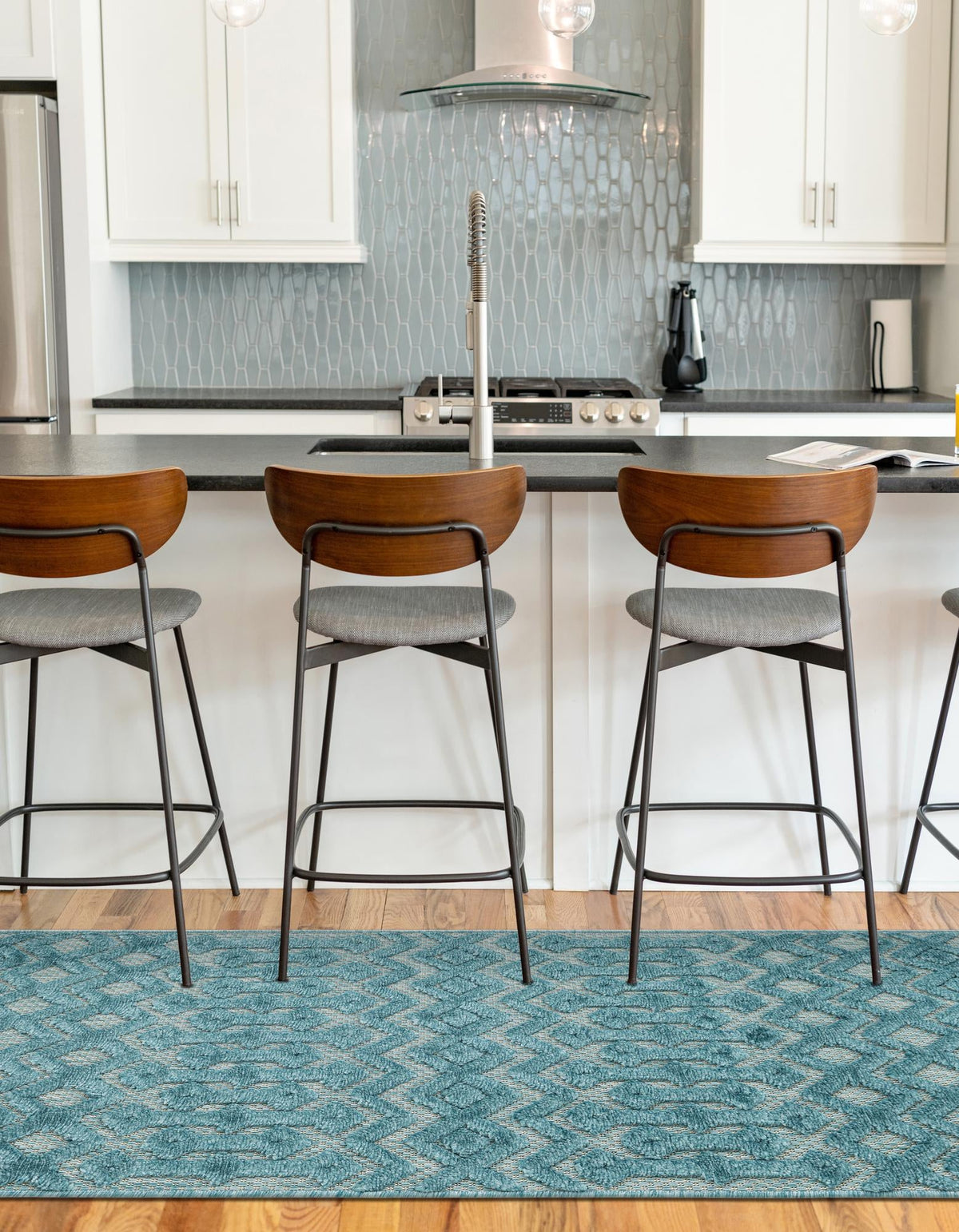 Garden Lattice Charm Collection Area Rug -  Pergola (Aqua) Runner Aqua  lifestyle 34