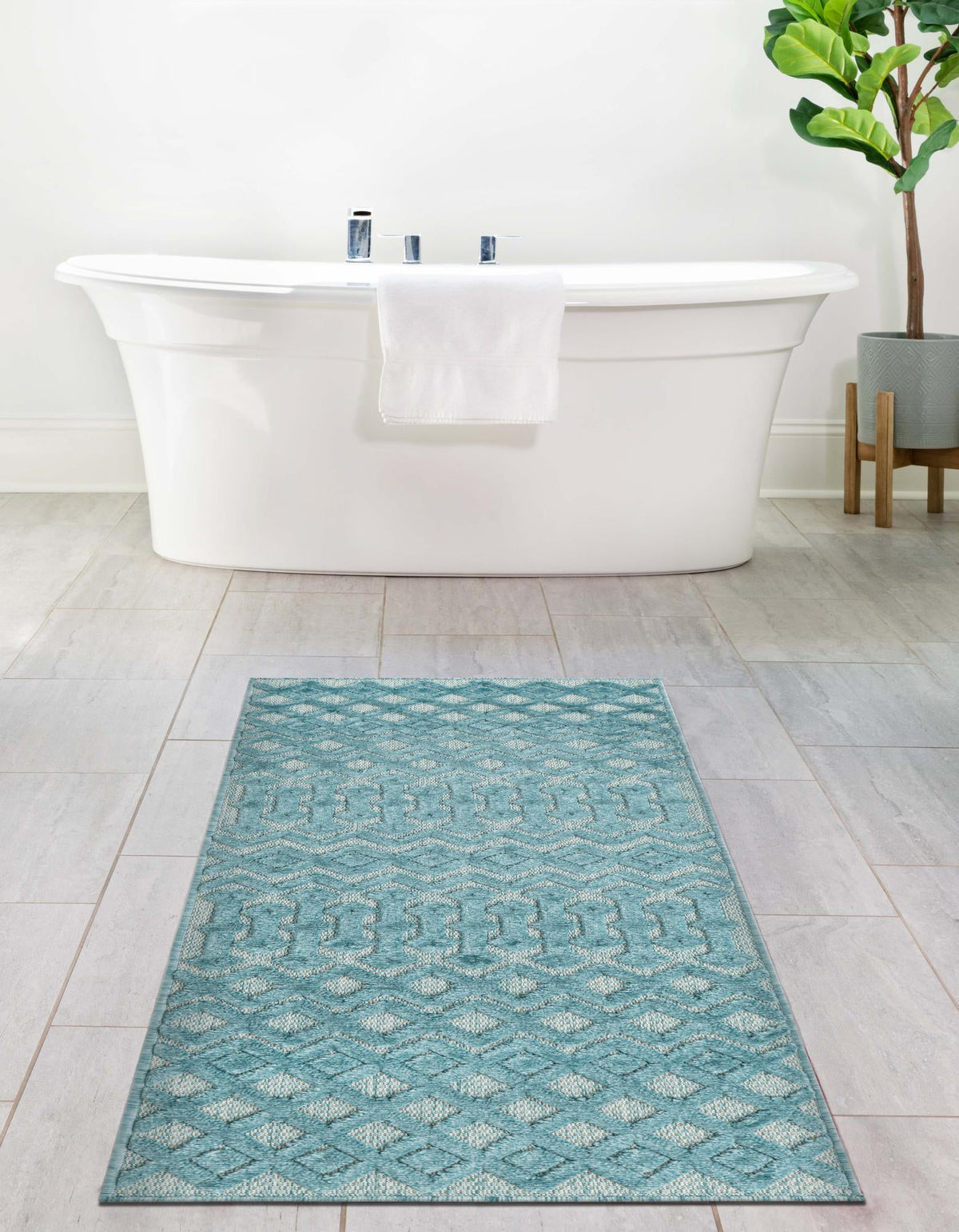 Garden Lattice Charm Collection Area Rug -  Pergola (Aqua) Runner Aqua  lifestyle 36