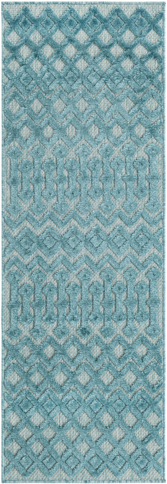 Garden Lattice Charm Collection Area Rug -  Pergola (Aqua) Runner Aqua Blue  lifestyle 44