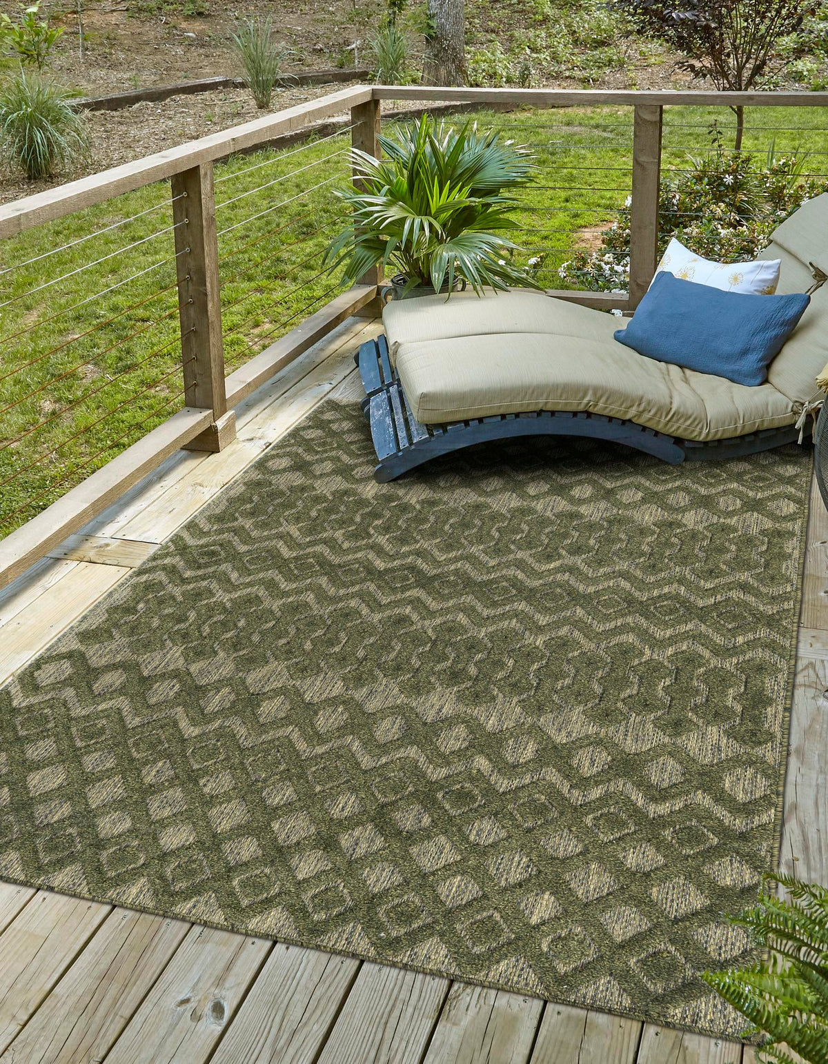 Garden Lattice Charm Collection Area Rug -  Pergola (Green) Rectangle Green  lifestyle 2