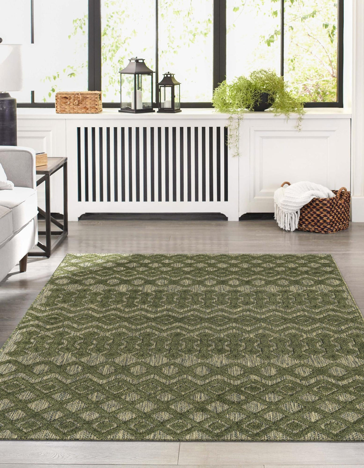 Garden Lattice Charm Collection Area Rug -  Pergola (Green) Rectangle Green  lifestyle 5
