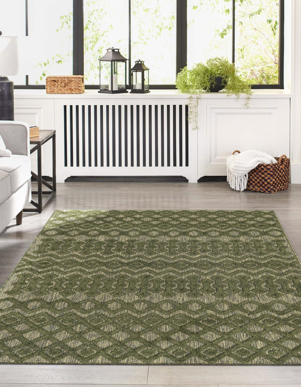 Garden Lattice Charm Collection Area Rug -  Pergola (Green) Rectangle Green  lifestyle 5