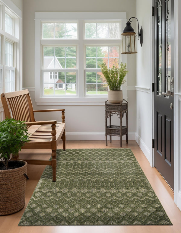 Garden Lattice Charm Collection Area Rug -  Pergola (Green) Rectangle Green  lifestyle 7