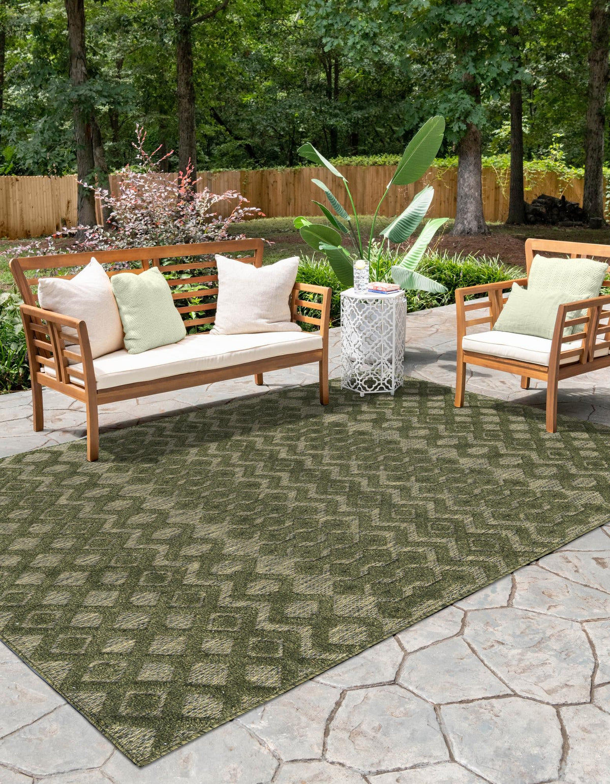 Garden Lattice Charm Collection Area Rug -  Pergola (Green) Rectangle Green  lifestyle 8