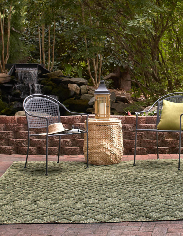 Garden Lattice Charm Collection Area Rug -  Pergola (Green) Square Green  lifestyle 24