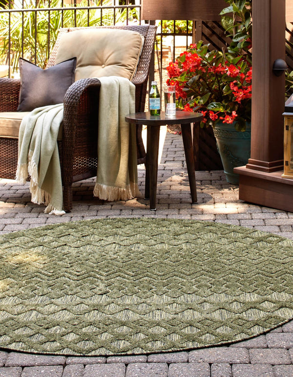 Garden Lattice Charm Collection Area Rug -  Pergola (Green) Round Green  lifestyle 25