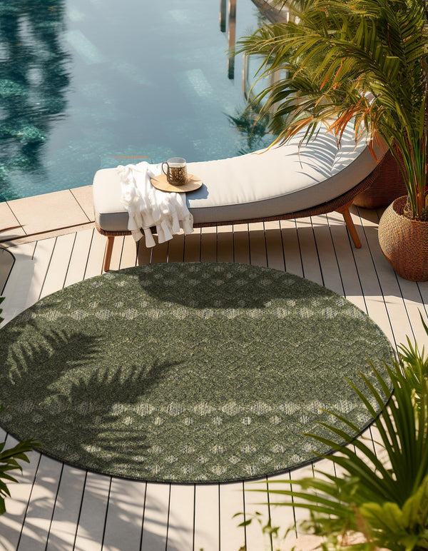 Garden Lattice Charm Collection Area Rug -  Pergola (Green) Round Green  lifestyle 29