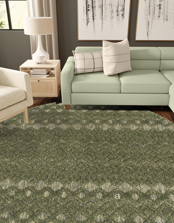 Garden Lattice Charm Collection Area Rug -  Pergola (Green) Round Green  lifestyle 31