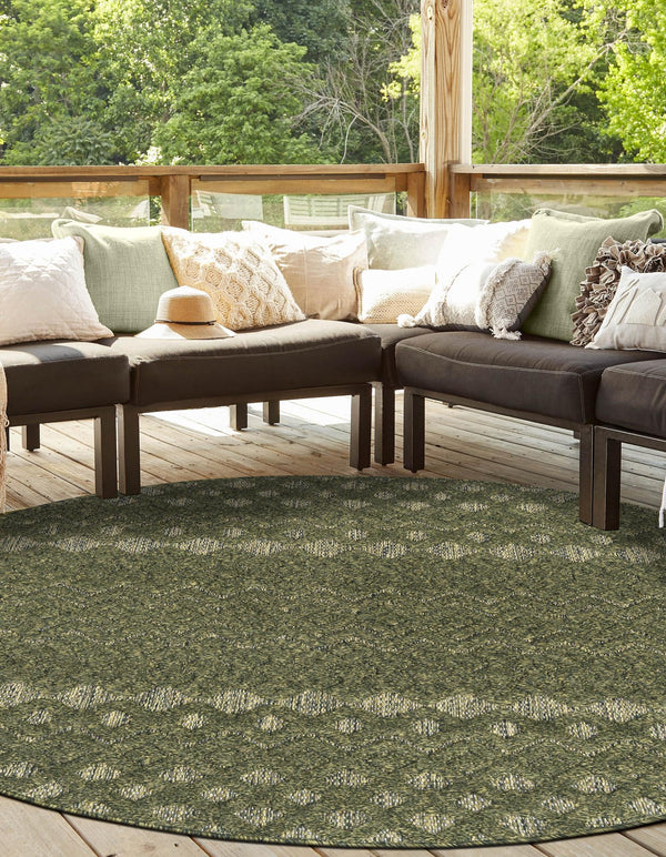 Garden Lattice Charm Collection Area Rug -  Pergola (Green) Round Green  lifestyle 33