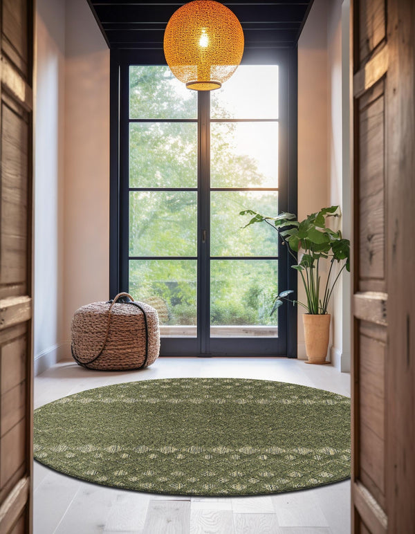 Garden Lattice Charm Collection Area Rug -  Pergola (Green) Round Green  lifestyle 35