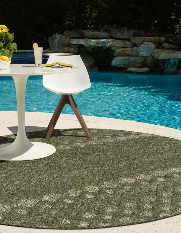 Garden Lattice Charm Collection Area Rug -  Pergola (Green) Round Green  lifestyle 37