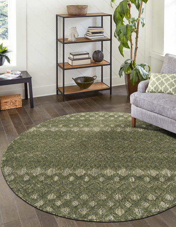 Garden Lattice Charm Collection Area Rug -  Pergola (Green) Round Green  lifestyle 39